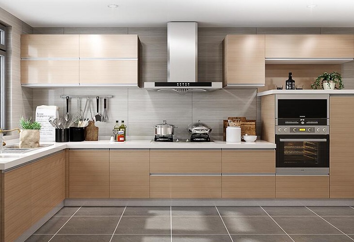 現代簡約L形石英石整體櫥柜